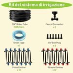 MQHUAYU Sistema de riego de jardín, kit de riego de 36 m con rociador de boquilla ajustable y gotero automático para jardín, invernadero, césped, terraza, terraza
