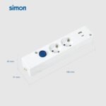 SIMON – Base Multifix, Regleta con 2 Tomas 16A y 2 USB A+C, Carga Rápida, Carga Rápida, Enchufe Múltiple, Ladrón con Toma de Tierra e Interruptor de Luz, 250V, 3680W, Blanco