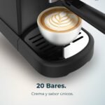 Cecotec Cafetera Espresso Compacta Power Espresso 20 Pecan. 1100 W, 20 Bares, Sistema Thermoblock, Vaporizador Orientable, Brazo Portafiltro de Doble Salida y 2 Filtros, 1,25 Litros