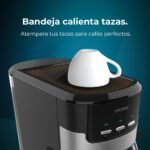Cecotec Cafetera Espresso Compacta Power Espresso 20 Pecan. 1100 W, 20 Bares, Sistema Thermoblock, Vaporizador Orientable, Brazo Portafiltro de Doble Salida y 2 Filtros, 1,25 Litros