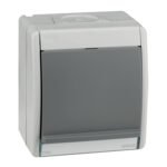 SIMON – Base de Enchufe Exterior, Base Schuko Estanca, Serie Simon 44 Aqua, 250V 16A, Enchufe de empotrar, Fácil de Instalar, Incluye Caja, Tapa y Mecanismo, Gris