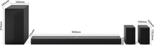 LG S70TR – Barra de Sonido Inteligente, 500W de Potencia y 5.1.1 Canales, Altavoces Dobles Traseros Inalámbricos, Sonido Envolvente Dolby Atmos y DTS:X, Alta Resolución 24bits/96kHz