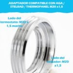 BLUMKRAFT – Adaptador metálico compatible con AGA/Stelrad/Thermopanel M20 x1.5 (prototipo) a M30 x 1.5 – Compatible con termostato M30x1.5 macho (Tado, AVM, Homematic, Fritz)