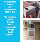 BLUMKRAFT – Adaptador metálico compatible con AGA/Stelrad/Thermopanel M20 x1.5 (prototipo) a M30 x 1.5 – Compatible con termostato M30x1.5 macho (Tado, AVM, Homematic, Fritz)