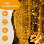 CNMTCCO Guirnalda de Luces Exterior, 20M 200LED Luces Interiores Blanco Cálido con Control Remoto y Función de Temporización, 8 Modos, Impermeable IP44 para Fiesta de Navidad (20M)