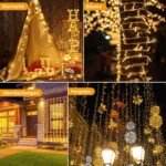 CNMTCCO Guirnalda de Luces Exterior, 20M 200LED Luces Interiores Blanco Cálido con Control Remoto y Función de Temporización, 8 Modos, Impermeable IP44 para Fiesta de Navidad (20M)
