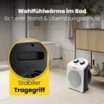 Clatronic HL 3761 ventilador termoventilador, calefactor portátil y compacto, 2 niveles de calor (1000/2000 W), posición fría (ventilador), asa de transporte robusta, blanco