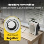 Clatronic HL 3761 ventilador termoventilador, calefactor portátil y compacto, 2 niveles de calor (1000/2000 W), posición fría (ventilador), asa de transporte robusta, blanco