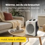 Clatronic HL 3761 ventilador termoventilador, calefactor portátil y compacto, 2 niveles de calor (1000/2000 W), posición fría (ventilador), asa de transporte robusta, blanco