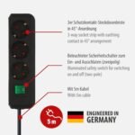 Brennenstuhl Regleta Eco-Line con 3 tomas (cable de 5 m, interruptor) negro
