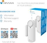 Nivian Alarma de Puerta Inteligente WiFi, Sensor de Puerta Magnético, Inalámbrico con Aplicación Móvil, Notificaciones en Tiempo Real, Botón Manual, Sirena 100dB (Unidad)