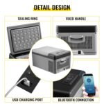 VEVOR Nevera Portátil Eléctrica 15 L 12/24 V Nevera Portátil para Coche, Nevera Eléctrica para Coche con 3 Niveles Batería de Coche Modo Dual con Panel de Control LCD Camping, Negro