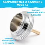 Adaptador metálico compatible con Samson M23 hembra x1.5 (prototipo) a M30 x 1.5 – Compatible con termostato M30x1.5 macho (Tado, AVM, Homematic, Fritz)