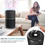AIRTOK Purificador de aire, purificador de aire con esponja aromática, filtro HEPA para alergias, humo, caspa de mascotas y olores con luz nocturna, temporizador, bloqueo para niños, 25 dB