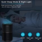 AIRTOK Purificador de aire, purificador de aire con esponja aromática, filtro HEPA para alergias, humo, caspa de mascotas y olores con luz nocturna, temporizador, bloqueo para niños, 25 dB