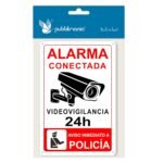 pubblimania Cartel Alarma Conectado Cartel Videovigilancia Aviso a la Policía en Aluminio 3mm (Cm 20×30, Cartel Alarma Conectada)