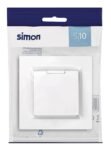 SIMON – Enchufe de empotrar Monobloc Schuko, Serie Simon 10, 250V, 10 A, Enchufe de pared plano y fino, Apto para exterior, Incluye marco, tapa y mecanismo, Base de enchufe hembra blanca