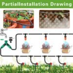 Sistema de Riego Automático, 201 Piezas, Kit de Riego por Goteo de 50 M, Huerto de Riego por Goteo, Adecuado para Prados, Jardines, Huertos Sistema de Riego Automático de Césped