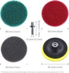 Glarks – Juego de 16 almohadillas de limpieza para taladro eléctrico de 4 pulgadas, cepillo para azulejos, estropajo, con soporte de disco de 4 pulgadas para limpieza de baño y cocina