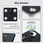 Báscula de grasa corporal Healthkeep, báscula digital inteligente con función de frecuencia cardíaca, 15 datos corporales, pantalla VA extra grande, color negro