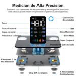 Báscula de grasa corporal Healthkeep, báscula digital inteligente con función de frecuencia cardíaca, 15 datos corporales, pantalla VA extra grande, color negro