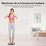 Báscula de grasa corporal Healthkeep, báscula digital inteligente con función de frecuencia cardíaca, 15 datos corporales, pantalla VA extra grande, color negro