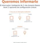 Amazon Basics Interruptor inteligente, interruptor de 2 vías, funciona con Alexa, necesita cable neutro, no necesita concentrador, bidireccional, 8 x 8 x 3,5 cm, blanco, paquete de 1