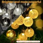 Cadena de luces de vidrio para exteriores, batería recargable con controlador, 36 pies 60 LED 8 modos IP65 impermeable para jardín, patio, boda, fiesta, decoración navideña