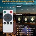 Cadena de luces de vidrio para exteriores, batería recargable con controlador, 36 pies 60 LED 8 modos IP65 impermeable para jardín, patio, boda, fiesta, decoración navideña