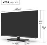 TuTu Smart TV TV WiFi FHD de 25 pulgadas con pantalla LED, LAN, App Store, sintonizador digital, soporte central, Prime Video, Netflix, Youtube, DAZN, Disney+, Pluto TV y más