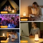 Lámparas de Mesita de Noche, Luz Nocturna Táctil Regulable para Niños, con Control Remoto, 13 Modos de Luz, 5 Niveles de Brillo, Temporizador, Recargable, para Dormitorio, Habitación