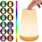 Lámparas de Mesita de Noche, Luz Nocturna Táctil Regulable para Niños, con Control Remoto, 13 Modos de Luz, 5 Niveles de Brillo, Temporizador, Recargable, para Dormitorio, Habitación