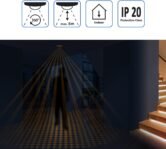 deleyCON 2 x Detector de movimiento por infrarrojos Montaje empotrado en techo Control de luz interno Área de trabajo de 360° Alcance de 6 m Sensor de luz incorporado Blanco