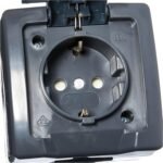Kopp 107815006 Toma Náutica con Tapa y Protección Contacto (250 V, 10 A, IP44), Gris, Antracita, Toma de 1 vía