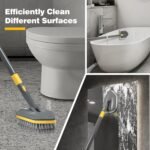 Cepillo Limpiador de Ducha con Mango Largo 142 cm, Cepillo Extensible 3 en 1 para Azulejos y Paredes, Incluye Fregador con Mango y Cabezal Intercambiable.