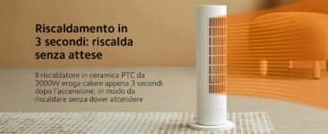 Xiaomi Mi Heater Tower Lite Blanco EU BHR6101EU – Potencia 2000W, 4 Modos de Funcionamiento, Ventilación 70°, Blanco (Versión ES + 3 Años de Garantía)