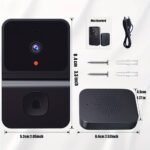 Timbre inalámbrico con cámara, WiFi 480P, videoportero automático, almacenamiento en la nube, timbre inteligente con visión nocturna, audio bidireccional (negro)