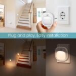 Luz nocturna para niños, (2 piezas) Luz nocturna con sensor de movimiento enchufable, 3 modos de temperatura de color y atenuación continua, luz LED blanca cálida para baño/pasillo/armario