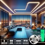V-TAC Tira LED 5 Metros 8W SMD 3528 – Blanco Neutro 4000K – Interior con Cinta Adhesiva y Flexible para Habitación – Alimentación 12V