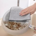 Paños de alambre multiusos para lavar platos, húmedo y seco, paquete de 10 paños de alambre grueso, doble capa, reutilizable, fuerte paño de limpieza de microfibra, trapo para el polvo