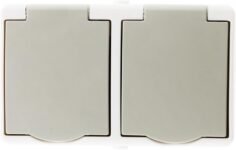 Zenitech – Toma horizontal doble 2P+T Mini IP54 Gris claro