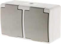 Zenitech – Toma horizontal doble 2P+T Mini IP54 Gris claro