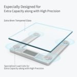 Vitafit Báscula de Baño Digital 250 kg, Báscula Inteligente Bluetooth con App, Báscula Electrónica Monitores con Peso e IMC, Vidrio Templado de 8 mm con Plataforma Extra Ancha, Plata