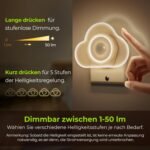AUVON Nubes Luz Nocturna Infantil con Sensor de Movimiento, Pack de 2 Luz LED Cálida con 1-50 Lúmenes, Brillo Ajustable para Bebés, Dormitorios Infantiles, Baños, Cocinas, Escaleras
