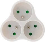 Zenitech – Triplite Triangular 3x16A – Regleta de Seguridad Infantil 2P+T – Polipropileno, Diseño Duradero – Ideal para conexiones eléctricas domésticas – Certificado NF – Blanco