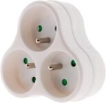 Zenitech – Triplite Triangular 3x16A – Regleta de Seguridad Infantil 2P+T – Polipropileno, Diseño Duradero – Ideal para conexiones eléctricas domésticas – Certificado NF – Blanco