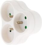 Zenitech – Triplite Triangular 3x16A – Regleta de Seguridad Infantil 2P+T – Polipropileno, Diseño Duradero – Ideal para conexiones eléctricas domésticas – Certificado NF – Blanco