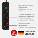 Brennenstuhl Eco-Line regleta con 3 salidas (cable de 1,5 m, interruptor) negro