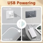 Tira LED COB de 3M USB 5V Blanco cálido Regulable CRI85+8mm de ancho Flexible para fondo de TV Cocina Sala de estar Fiesta Decoración de bricolaje (Blanco cálido 3m)