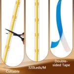 Tira LED COB de 3M USB 5V Blanco cálido Regulable CRI85+8mm de ancho Flexible para fondo de TV Cocina Sala de estar Fiesta Decoración de bricolaje (Blanco cálido 3m)